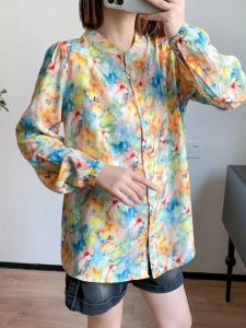 Áo Khoác Cardigan Dài Tay Mùa Hè Bằng Vải Lụa Nhân Tạo Rộng Rãi Cổ Đứng Cho Nữ Áo Khoác Ngoài Chống Nắng Mỏng Áo Sơ Mi Dài Tay