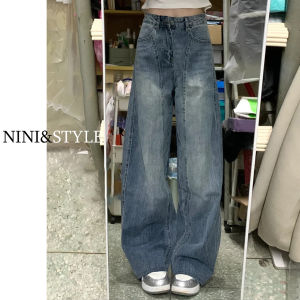 American Retro High Waist Wide Leg Jeans Womens Loose Straight Scythe Pants Autumn New Style Wujian High Waist Denim Jeans