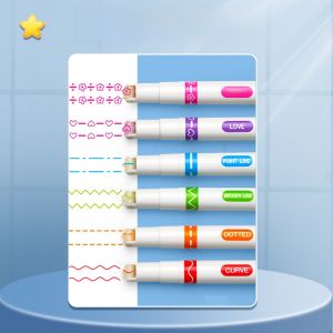 Floral Outline Curve Pen Student Special Fluorescent Memo Marker Roller Note Taking Copy Handmade Craft Multi-Function Colorful Highlighter