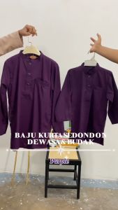 ◆ WARNA PURPLE ◆ KURTA SLIM FIT KAIN COTTON / BAJU KURTA RAYA SEPASANG DEWASA & BUDAK BAJU SAHAJA ( D009K ) KD