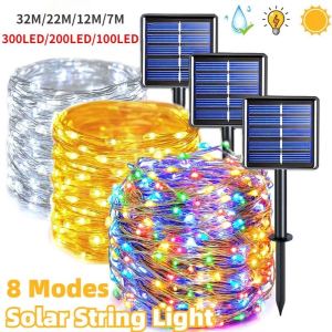 32M 300LED Solar String Light Outdoor Waterproof LED Fairy Lights 8 Modes For Home Christmas Decor