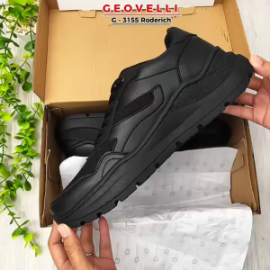 GVL Geovelli - Roderich G-3155 Sneakers Full Black Sepatu Sneakar Pria Sepatu Sekolah Kuliah Hitam
