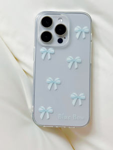 Ins Style  Blue Bow Tie Soft Shell for 15/16/17Promax/14Pro Mobile Phone Protection Case Transparent 13/12 Compatible