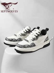 Septwolves Mens Casual Shoes White Versatile Fashionable Winter New Style Increased Height Leisure Sneakers Breathable Comfortable