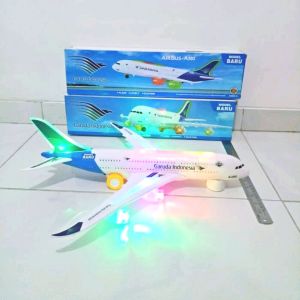 MAINAN PESAWAT GARUDA AIR BUS BISA JALAN DAN MUNDUR SUARA DAN LAMPU