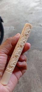 once pipa GG asli lokal model bulat ukiran gajah panjang 12cm mulus bahan merah bening original