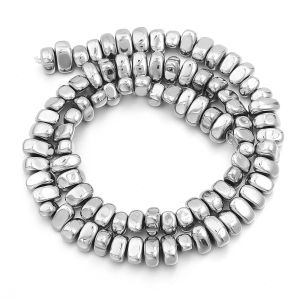 15 Gold Color Silver Plated Hematite Irregular Gravel Natural Stone Spacer Loose Beads For Jewelry Making Bracelet DIY Finding