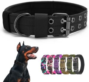 Tactical Dog Collar Breathability Nylon Adjustable Heavy Duty Metal Training  Collar for small Medium large Dogs Pet Products