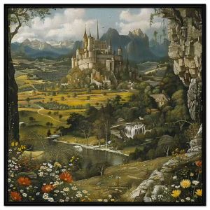 Tranh treo tường tranh dán tường phong cảnh lâu đài cổ điển Châu Âu sơn dầu in canvas. CGI - 379