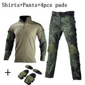 Camo Tactical Uniform Airsoft Ripstop Suit Multi Pocket Suits Hunting Pants Men Trainning Shirts Airsoft Paintball Clothes Sets