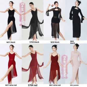 Modern Jazz Dance Costume Retro Black Shiny High Slit Elastic Tulle Strap Long Skirt Performance Dress Irregular Hem V-neck