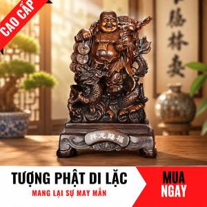 Tượng Phật Di Lặc Cưỡi Rồng Trang Trí Phong Thủy Cao 23cm