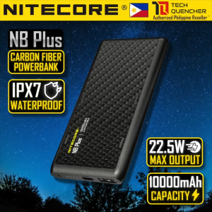 Nitecore NB Plus Powerbank - 10000mAh - IPX7 - Waterproof -Lightweight - 155g - Carbon Fiber - 22.5W