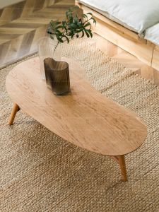 NONG HOME | Scandinavian Style Cherry Wood Elliptical Irregular Shaped Coffee Table