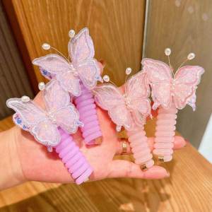 🔥Pearl Butterfly Telephone Wire Hair Rope Children Woven Headdress High Elastic Rubber Band LovelylifeFu👍
