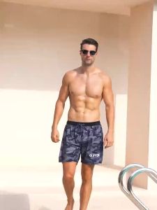 กางเกงว่ายน้ำ M-5XL กางเกงกีฬาขาสั้นผู้ชาย กางเกงวิ่งชาย ขนาดบวกหลวม swimwear man Double layers fashion swimming short #ES316