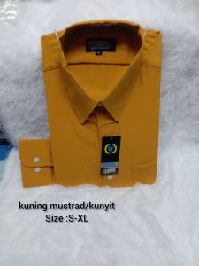 Wendya.T Kemeja Formal Reguler Warna Kuning mustrad✓Kemeja Pria Polos Lengan Panjang