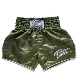 FLUORY Muay Thai Shorts Solid color Embroidered Soft and Comfortable Training Shorts Mens Fighting Womens MMA Boxing Shorts