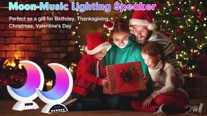Cute Moon Mood Light Touch Dimming with Clock RGB Color Changing Light Bluetooth Speaker Music Playback Home Bedroom Night Light