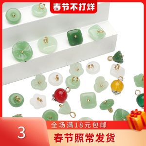 Handmade Glass Imitation Jade Style Button Safe Lock Bell Orchid Pendant DIY Hairpin Bracelet Jewelry Accessories Hanging Ornament