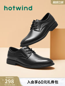 Hotwind Mens Fashion Casual Shoes round Toe Derby Spring New Style Leisure Leather Shoes Comfortable Rubber Sole Leather Insole