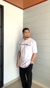 Baju koko pria dewasa 2025 all varian putih brand AZLINA kurta terlaris tangan 3/4 dan pendek