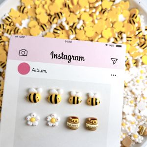 30PCS Novelty Cute Bee Flower Resin Nail Charms Creative Brown Series Honey Can Nail Art Decorations DIY Hairpin Nails Materials