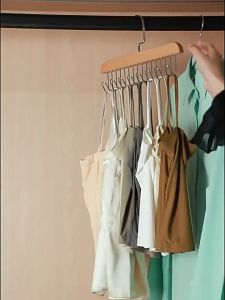 Space Saving Hanger 360° Rotable Solid Wood Hanger Multi-purpose Camisole Bra Clothes Hanger Storage Hook Hanger Tidy Wood Hook Garment