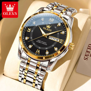 OLEVS Men Watch Luxury Diamond Inlaid Waterproof Quartz Watch 2025 New Fashion Casual Luminous Stainless Steel Calendar Brand Watch Boyfriend Gift