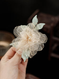 Elegant Cherry Blossom Hairpin Womens Fashionable Traditional Cheongsam Hanfu Headwear Silk Shawl Hair Accessories