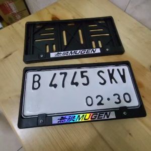 PROMO Dudukan plat nomor motor cover plat nomor motor MUGEN viral hologram dan putih keren