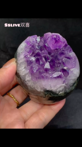 小茶几系列-紫水晶全绿幽灵边Mini Side Table cluster home decoration amethyst with Full Green Phantom Height: 5cm