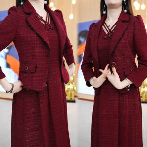 Bộ Váy Hai Mảnh Cao Cấp Thời Trang Cho Mẹ Trung Niên Mùa Thu 2025 Phong Cách Mới Sang Trọng Cao Cấp Váy Nữ