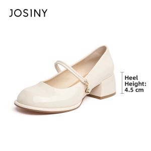 Josiny | Chunky Heel Red Comfortable Bridal Mary Janes