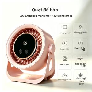 Quạt Lưu Thông Không Khí Để Bàn Di Động Có Đèn Ngủ LED Quạt Làm Mát Mini Im Lặng Có Thể Sạc Lại USB Cho Văn Phòng Phòng Ngủ Nhà Ký Túc Xá