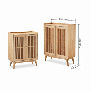 YUANSHI YUANSU | Modern Simple Solid Oak Wood Shoe Cabinet With Door