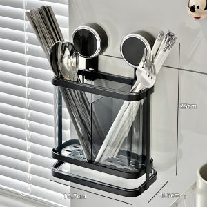 Wall-Mounted Stainless Steel Chopsticks Holder Kitchen Utensil Storage Rack Anti-Mold Spoon Stand Home Use Drainage Box