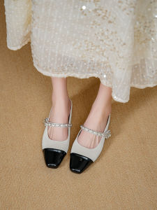 Hidden Heel Closed Toe Half Slippers Womens Summer Outwear Slip-on Lofter Small Mary Jane Womens Shoes Silver Single-Layer Shoes