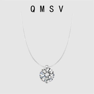 Luxury Invisible Wire Necklace Moissanite Silver