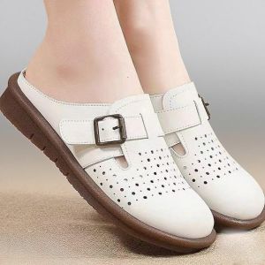 Breathable Mesh Womens Heels Mules Square Toe Style for Outdoor Wear