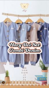 Nary Bei Set Combi Denim Series - Setelan Baju Pendek Celana Panjang SNI
