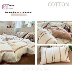 100 Cotton Woven Stripe Bedding Set