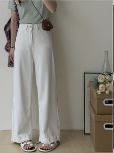 High Waist Straight Leg White Denim Jeans Womens Loose Wide Leg Pants Trousers Anti-Wrinkle Spring Summer Fashion