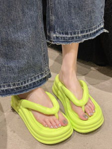 Thick Heel Thong Slippers Womens Summer 2025 New Indoor Anti-slip EVA Simple Fashion INS Outdoor Beach Sandals