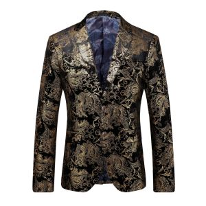 GUKENRO Suit for Men with Shiny Flower Pattern Plus Size Slim Design Formal Graduation Eremony Banquet Party Wedding Prom Male Tuxedo