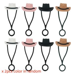 2pcs Cowboy hat straw lid straw dustproof plug straw silicone dustproof cap