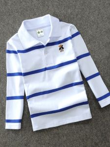 Áo Thun Nam Tay Dài Mùa Xuân Thu Kẻ Sọc Trẻ Trung Thời Trang Trẻ Lớn Cotton Pha Lanh Polyester Cổ Polo Thường Ngày