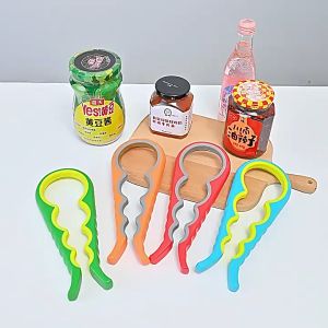 4-in-1 Multi-Function Can & Bottle Opener  Anti-Slip Screw Cap & Jar Lid Remover Kitchen Tool