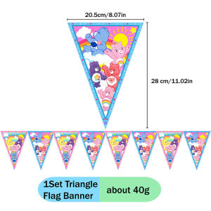 Care Bear | Care Bears Flag Happy Birthday in English Gold Plated Swallowtail Flag Decoration Banner Party Supplies