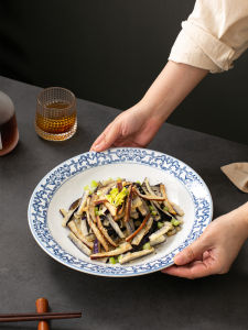 ชามเซรามิกลายดอกไม้สำหรับจัดจิบสุกใส่อาหารจีนสำหรับโรงแรมและร้านอาหารขนาด 9 นิ้ว ชุดเครื่องครัวสไตล์จีนใหม่